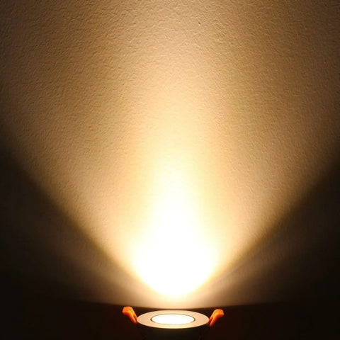 2 Inch LED Downlight 3W Recessed COB Dimmable Ceiling Light 3000K Warm White With CRI80 And Built In Driver illuminating wall