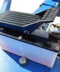 Close-up of hydraulic control mechanism on 10 Ton Car Frame Corrector And Straightener Puller for Auto Body Restoration.