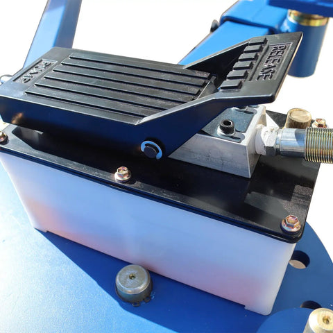Close-up of hydraulic control mechanism on 10 Ton Car Frame Corrector And Straightener Puller for Auto Body Restoration.
