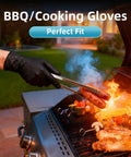 Black nitrile disposable gloves (XL) for cooking; heavy-duty 6 mil, BBQ grilling