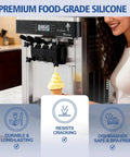 Woman serving ice cream from a machine with Soft Serve Ice Cream Machine Parts Kit 15-Piece Replacement Set installed