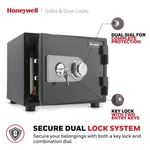 Built Tough Fire Safe With 1 Hour Fire Rating Up To 1700F, Water Resistant Steel Security Safe With Combination Dial Lock, dual locks