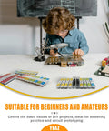Child using All In One Capacitor Kit With 608 Pieces And 30 Values From 0.047uF To 680uF In 10V To 50V for circuit prototyping