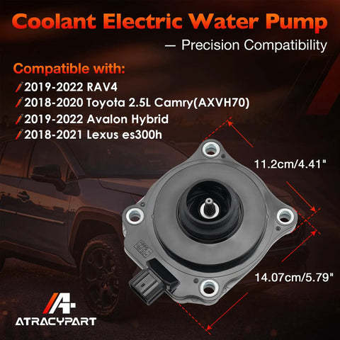 Reliable Coolant Electric Water Pump For 2018 2022 Toyota Camry RAV4 Avalon Hybrid Lexus ES300H 2 5L Oe 16032 25010 top view with dimensions