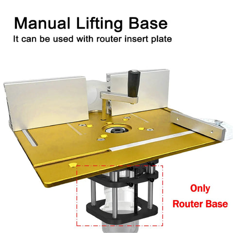 DIY Router Table Base With Four Jaw Clamping Aluminum Alloy Lifting System For 64 To 66mm Motors Stable Router Base For Small Trimming Machines And Mini Gong Machines