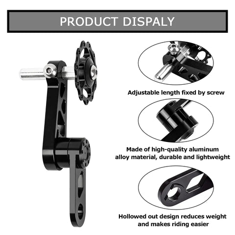 Single Speed Bike Chain Tensioner And Guide With Derailleur Hanger, black aluminum alloy stabilizer on white background