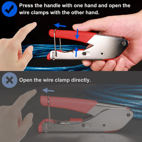 Hands using Coax Cable Crimper Kit with 20 RG6 F Connectors and Stripping Tool; proper use of quick release compression tool shown.