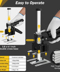 2-Pack Labor Saving Arm Jack 12 Inch Tool Lift For Drywall Tile Walls And Cabinet Positioning in use demonstrating lift and descend