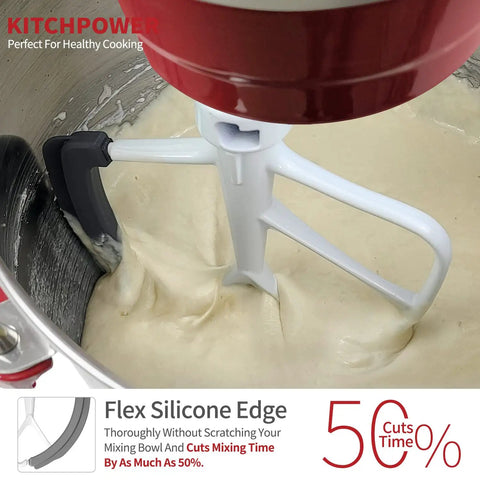 Flex Edge Beater For 6-Quart KitchenAid Bowl-Lift Stand Mixers paddle attachment scraping bowl while mixing batter