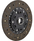Flathead Ford Nine Inch Clutch Disc With One Three Eighth Inch Ten Spline Hub Packs Tough Organic Friction angle view showing organic friction material.