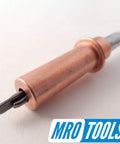 Close-up of 1/8 Inch Cleco Sheet Metal Fasteners Kit With 100 Pieces, Plier Operated, 0-1/4 Inch Grip Range, Copper Finish.