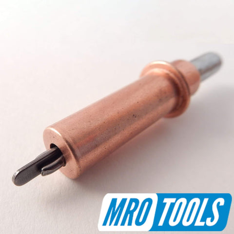 Close-up of 1/8 Inch Cleco Sheet Metal Fasteners Kit With 100 Pieces, Plier Operated, 0-1/4 Inch Grip Range, Copper Finish.