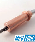 Close-up of a copper Cleco fastener from Cleco Kwik Lok Fasteners Set With Pliers And Carry Bag Fifty One Eighth Inch And Fifty Three