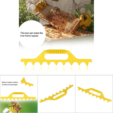 Bee Hive Frame Spacing Tool Spacer Must Have Beekeeping Gear Lightweight Yellow Plastic 8 Pack Easy Frame Spacing Aid in action