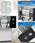 Commercial Snowflake Ice Machine Making Two Seventy Five Pounds Daily Automatic Shaved Ice Maker with stainless steel features.