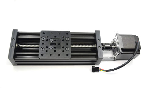 300mm 4080U Screw Slide Table Linear Actuator Kit for 3D Printers shown in black aluminum with motor and wiring