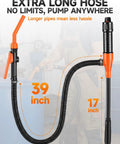 Grab And Go Portable Electric Fuel Transfer Pump Cordless Gas Siphon Battery Operated Fuel Dispenser with 39 inch hose for versatile use.