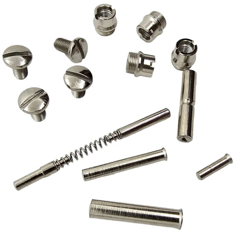 Polished Nickel Plated 1911 Grips Screws Pins And Bushings Replacement Kit For Government Commander And Officer Variants Universal Fit