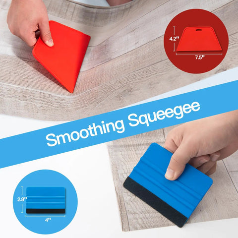 Peel And Stick Wallpaper Backsplash Application Tool Smoothing Kit With Light Yellow And Blue Squeegees And Craft Knife Blades