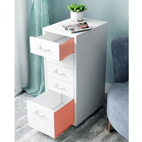 Lockable Five Drawer Metal File Cabinet For Legal And A4 Documents, Fully Assembled Office Storage Solution in home setting