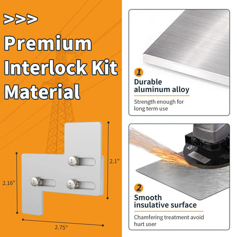 Diagram showing durable aluminum alloy for Interlock Generator Kit For 150 Or 200 Amp Main Breaker Panels Fits One And One Quarter Inch Space On Main And Branch Boxes UL Tested For Safe Portable Generator Backfeeding Prevents Simultaneous Utility And Generator Power