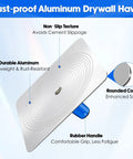 Pro Grade 12-Inch Aluminum Drywall Hawk with ergonomic handle and rust-proof design, featuring non-slip texture and rounded corners.