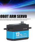 Industrial Grade Full Metal Servo Motor with 12 kg torque features precision gearing for robot arm projects.