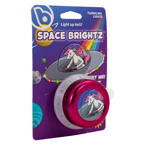 Light Up Unicorn Pink Kids Bike Bell For Girls With Flashing Multicolor Lights That Flash With Every Press packaging