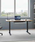 No Sweat Heavy Duty Pull Out Under Desk Drawer, Slick Low Profile Desk Organizer And Commercial Grade Steel Storage Bin, Slides Right Into 30 Inch Deep Adjustable Desks, Office Setup with desk and laptop.