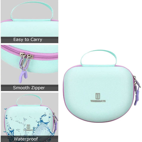 Ultimate Hard Shell Case For Riwbox CT7 And Iclever HS01 Kids Wireless Headphones, waterproof design with smooth zipper.