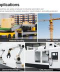 Applications of Micro Limit Switch TM 1308 Panel Mount Roller Plunger Actuator in various industrial systems such as conveyors and machinery.