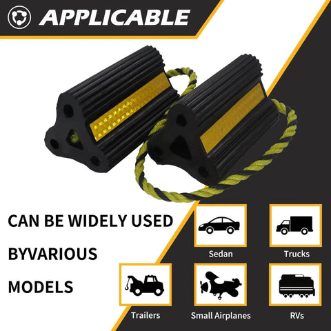 Versatile Rubber Wheel Chocks For RV Trailer Camper Truck And Car 2 Pair Or 4 Pack With Rope Reflective Strips Heavy Duty Tire Block Stopper