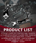 Frenzybro Front Lower Control Arm Kit Full 10 Piece Suspension Set With Ball Joints Sway Bar Links And Tie Rods For Smooth Ride Plus Oem Replacement Parts Compatibility. Front suspension kit parts layout