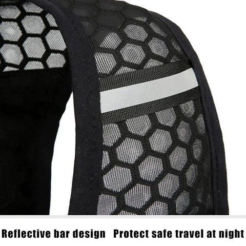 Reflective strap detail on Running Hydration Backpack With Built In Water Reservoir Vest For Outdoor Fitness Lightweight Hydration Pack