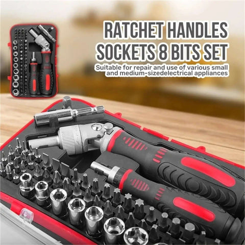 Get Your Mechanic Tool Set Ready For Any Ride With These Heavy Duty Ratchet Handles And Magnetic Screwdrivers Featuring Torx Bits For Serious Car Maintenance And Hardware Repairs That Feel Totally Cool. red metal ratchet handle socket and Torx bit set in case