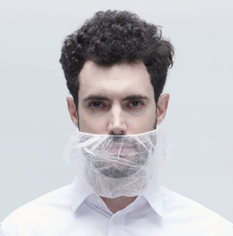 Disposable Beard Covers And Bouffant Beard Net 19 By 9 Inch White Lightweight Nonwoven Polypropylene With Stretchy Elastic Band For Secure Fit During Movement Ideal For Pros At Barbershops And Salons And Food Prep 100 Pack