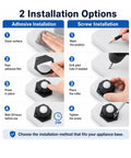 Installation instructions for 12 Pack 1 Inch Self Adhesive Caster Wheels Mini Plate Nylon Ball Rollers using adhesive or screws.