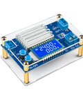 Dope Adjustable DC Buck Converter Power Supply From 5.3V To 32V Down To 1.2V To 32V With LCD display, blue board with transparent case