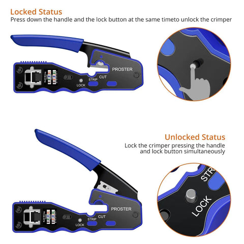 Heavy Duty Pass Thru RJ45 Crimp Tool With Ultra Rock Solid Build Delivers Buttery Smooth Motion For No Sweat Cat5 Cat6 And Cat7 Ethernet Cable Setup