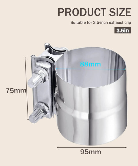 Exhaust Clamp Set With Multiple Sizes 4In 3In 2.5In 5In 3.5In 2.75In Heavy Duty Stainless Steel Lap Joint Band Clamp Sleeve Coupler