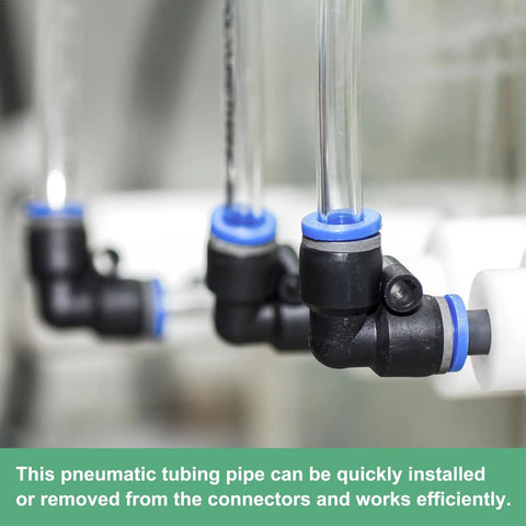 PU Pneumatic Tubing Hose 4mm ID by 6mm OD Red Polyurethane Air Hose for Air Tools and Compressors, close-up view of fittings