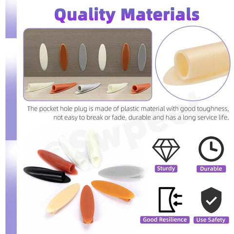 360 Piece Pocket Hole Plug Kit With Screws, 7mm Plastic Plugs in 8 Colors For Pocket Hole Jig, slant oblique hole caps display