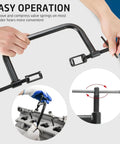 Hands using Heavy Duty Overhead Valve Spring Compressor C Clamp Service Kit for ATV Car Motorcycle and Small Engines.