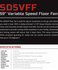Heavy Duty Industrial Drum Fan Built Different For Maximum Airflow With 1.5 Horsepower Motor And 59 Inch Shrouded Blades specifications.
