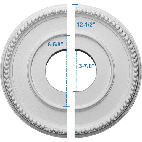 Bradford Split Ceiling Medallion With Primed Finish Twelve And A Half Inch Outer Diameter Three And Seven Eighths Inch Inner Opening