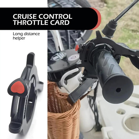 Universal Motorcycle Cruise Control With Throttle Lock And One Button Release for Easy Long Ride Speeds, black on handlebars.