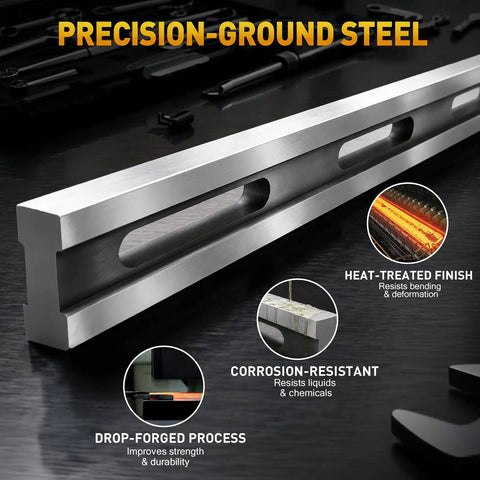Pro Machinist Straight Edge And Feeler Gauge For Engine Block Inspection, Precision Ground To Plus Minus 0.001 Inches For Detecting Warpage, Flatness, And Surface Irregularities In Cylinder Heads And Flywheels, precision-ground steel