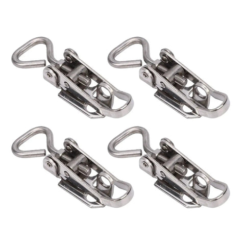 Heavy Duty Toggle Catch Latch Lock Clamp With Strong Load Capacity For Cabinets Windows And Tables Made From 304 Stainless Steel That Is Tough Enough To Hold Heavy Stuff Securely So You Do Not Worry About Anything Coming Loose. 4-pack stainless steel clamps