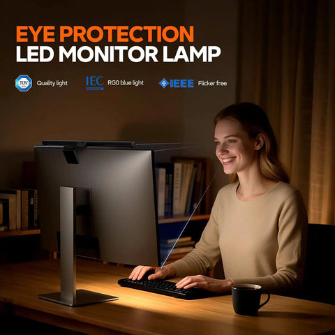 Monitor Light Bar For Your Desk USB Powered Dimmable Desk Lamp With Touch Control Adjustable Color Temperature 2900K To 6000K No Screen Glare Eye Friendly Flicker Free Space Saving Home Office Setup