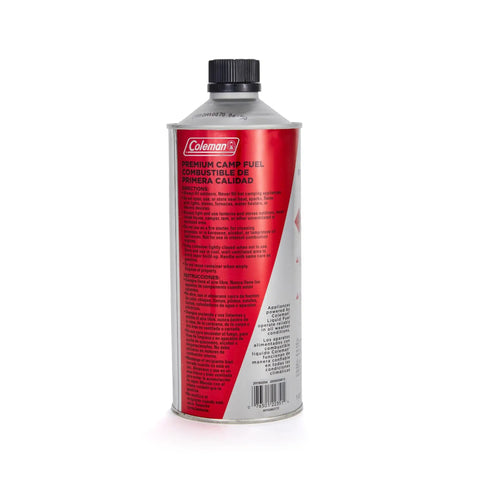 Back view of 32oz Premium Camping Fuel For Lanterns And Stoves All Season Power In A Portable Quart Canister With Cold Weather Performance